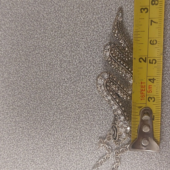 Silvertone Clear Rhinestone Snake Pendant Long Necklace - Picture 12 of 17